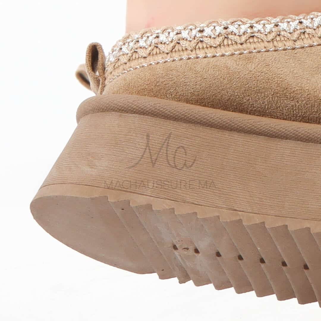 Cerf - Chaussons à plateforme en Kaki.