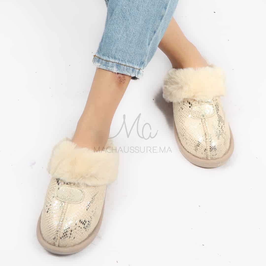 Skylar - Pantoufle en Beige.