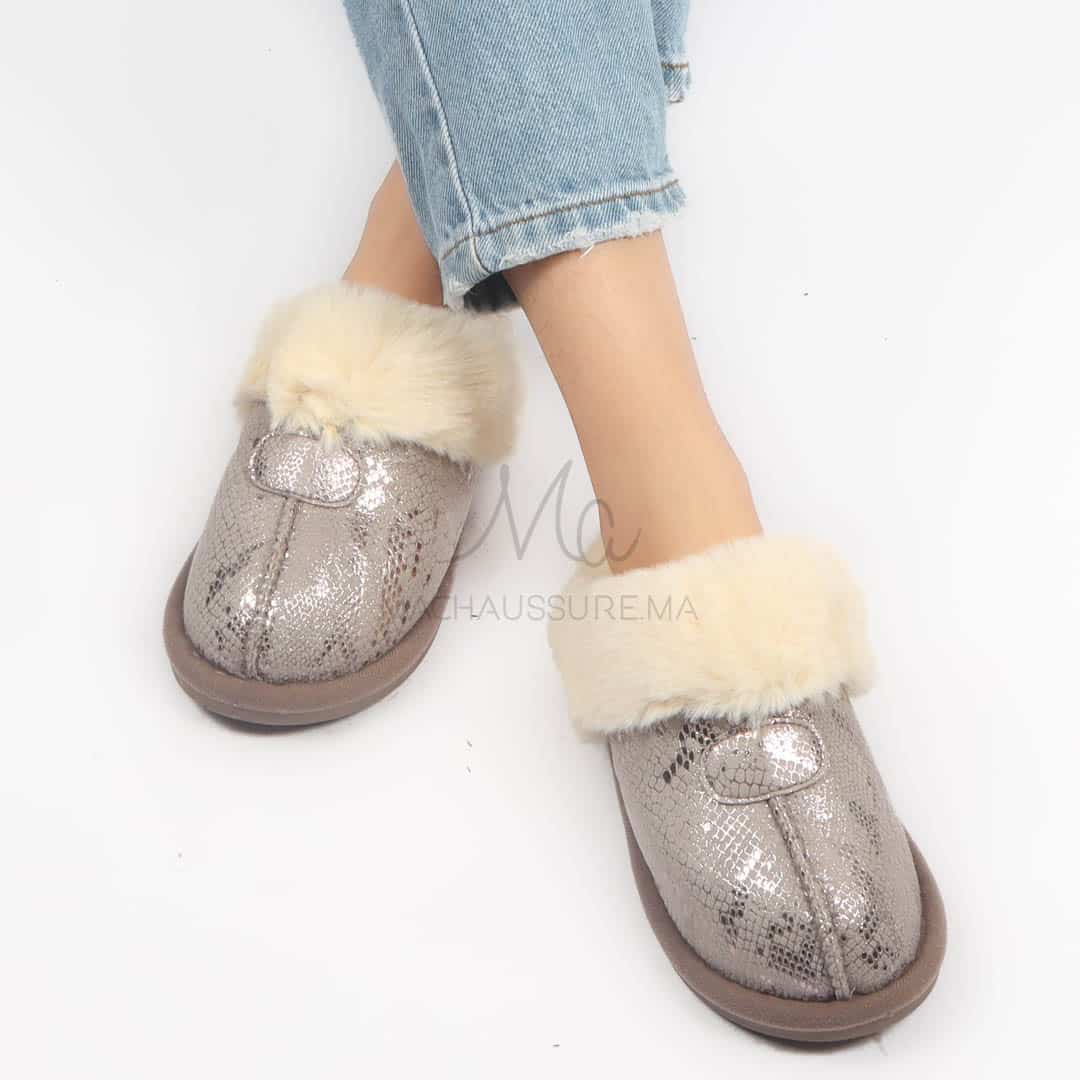 Skylar - Pantoufle en Gris.