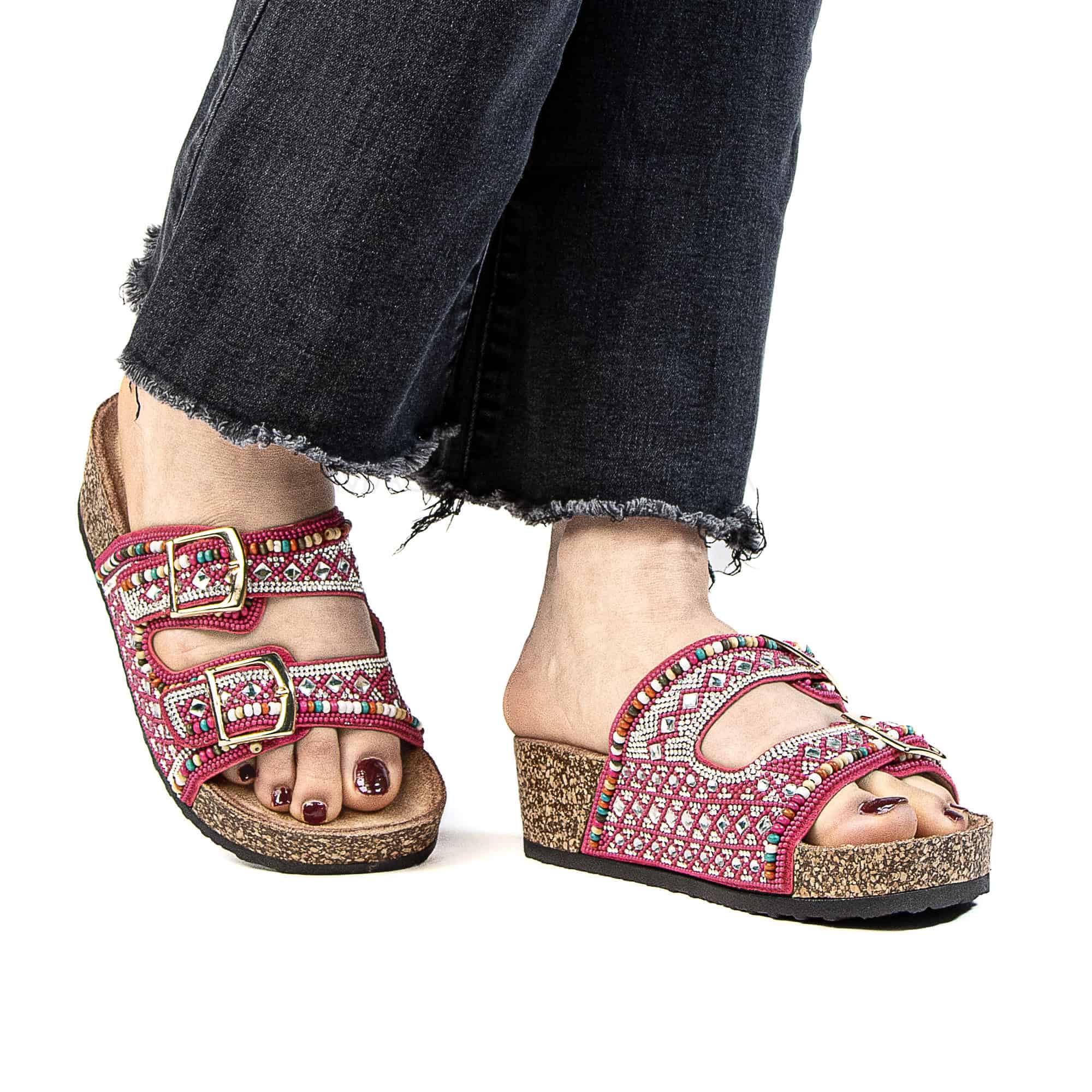 Pavot – Sandales Compensées en Fuchsia.