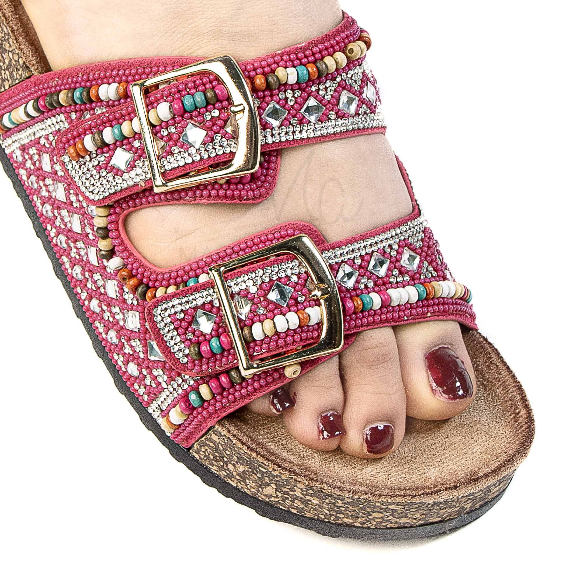 Pavot – Sandales Compensées en Fuchsia.