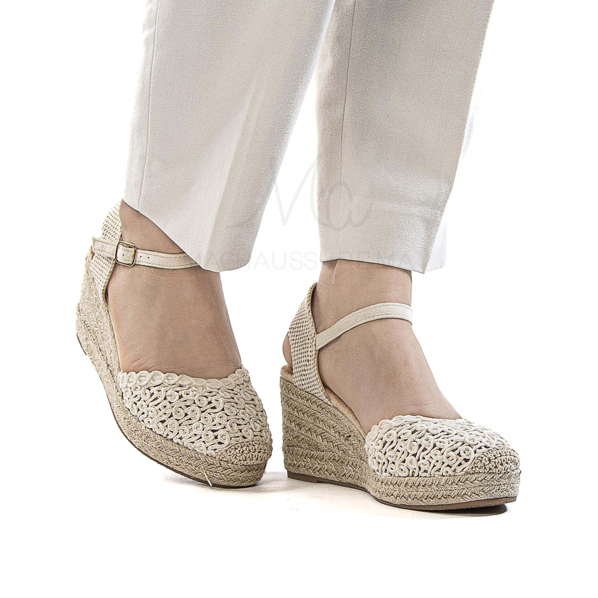 Coastal – Sandales compensées en Beige.