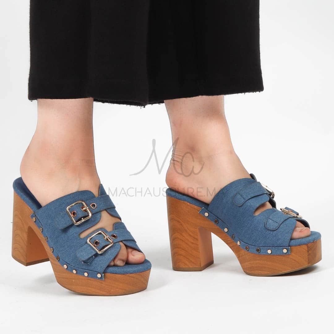 Ortensia - Sandales à talon en Jeans.