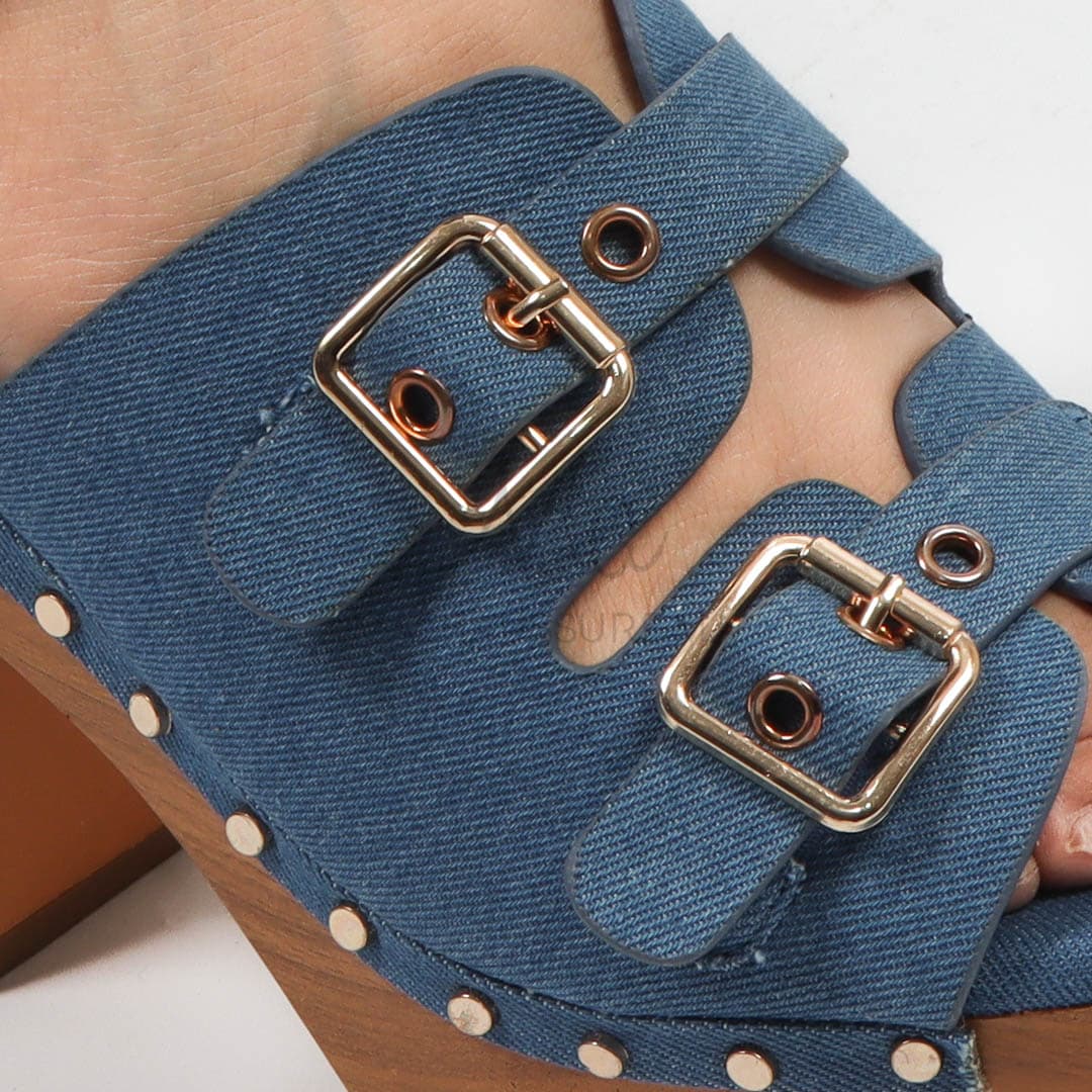 Ortensia - Sandales à talon en Jeans.