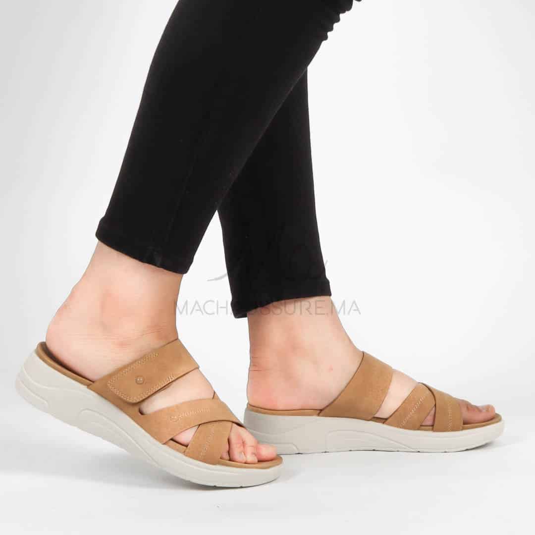 Epicéa – Sandales confortables en Tabac.