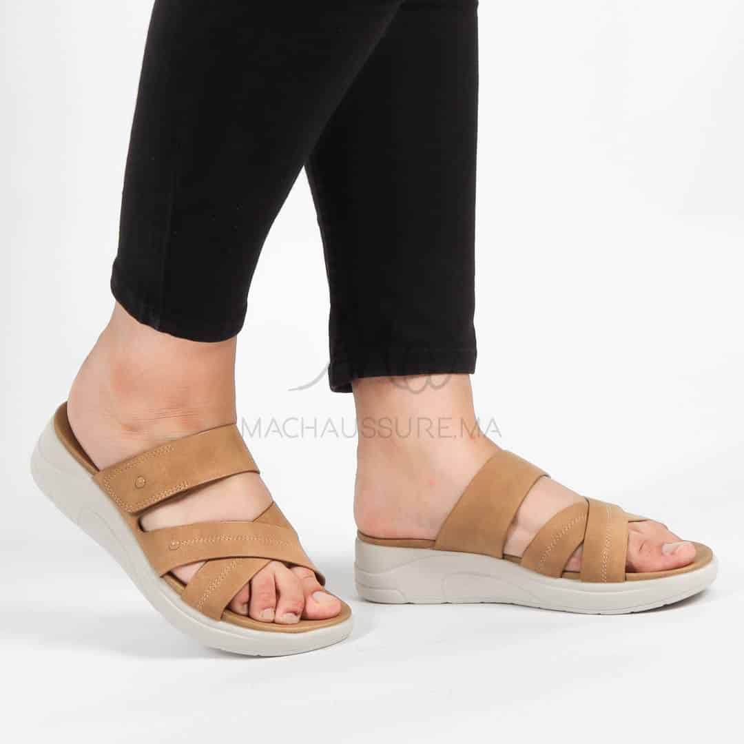 Epicéa – Sandales confortables en Tabac.