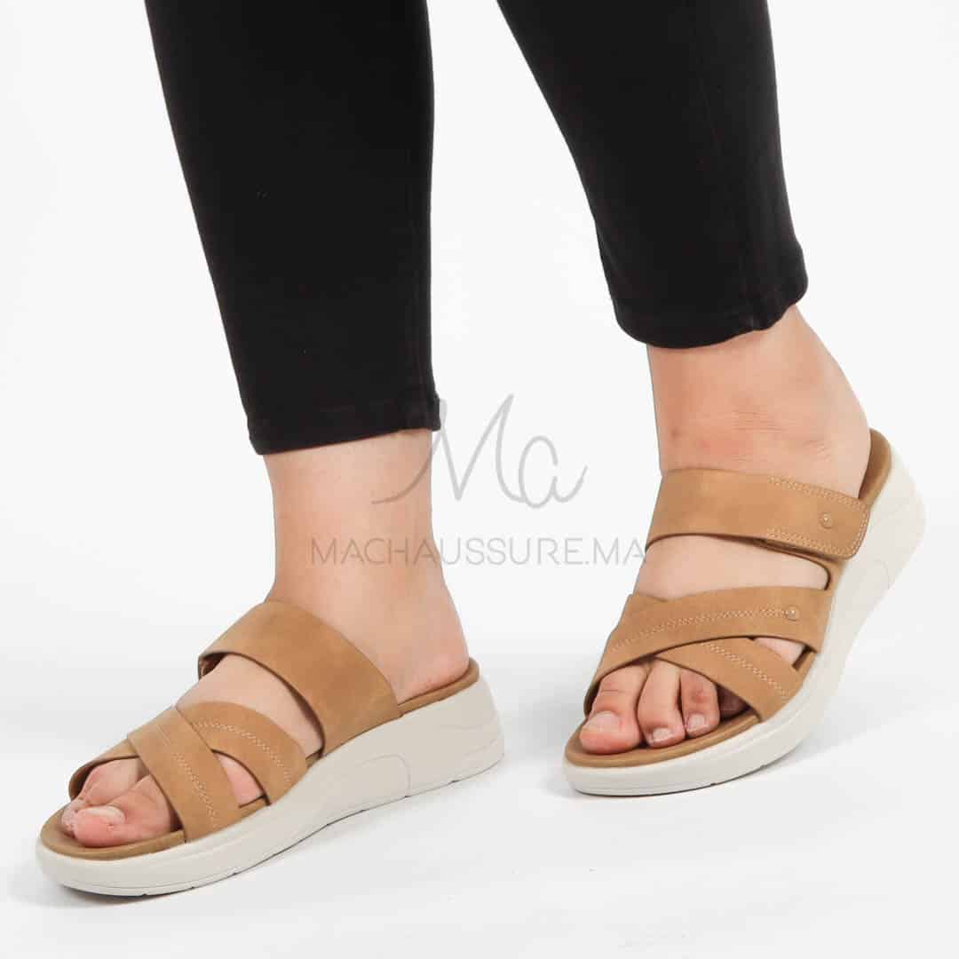 Epicéa – Sandales confortables en Tabac.