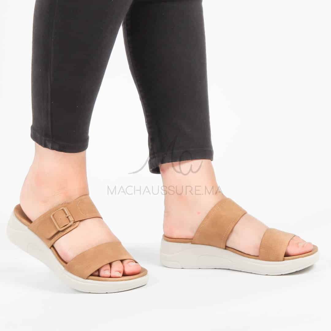 Erable – Sandales confortables en Tabac.
