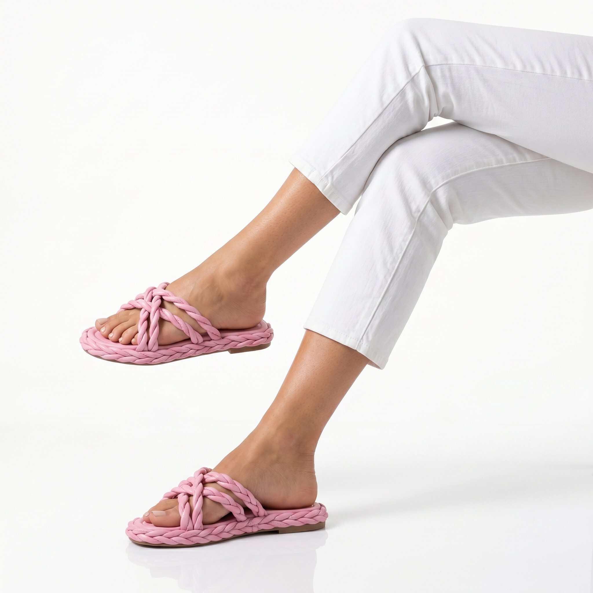 Woven - Sandales plates en Fuchsia.