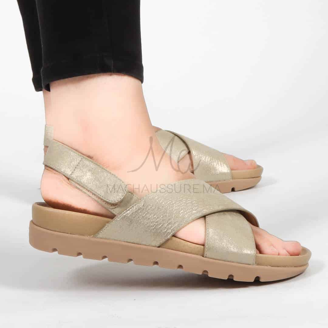 Orme – Sandales confortables en Doré.