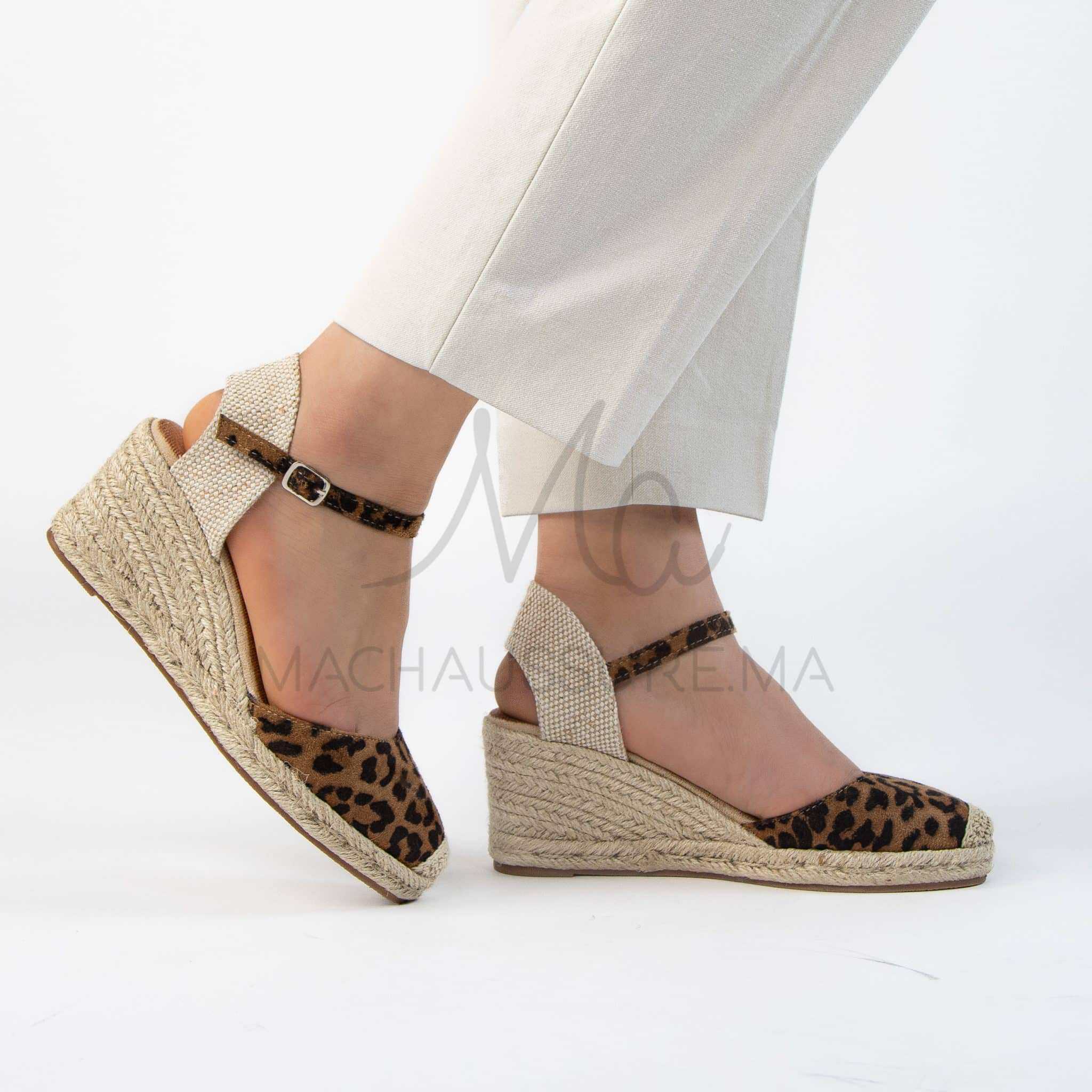 Bella Corda – Sandales compensées en Leopard.