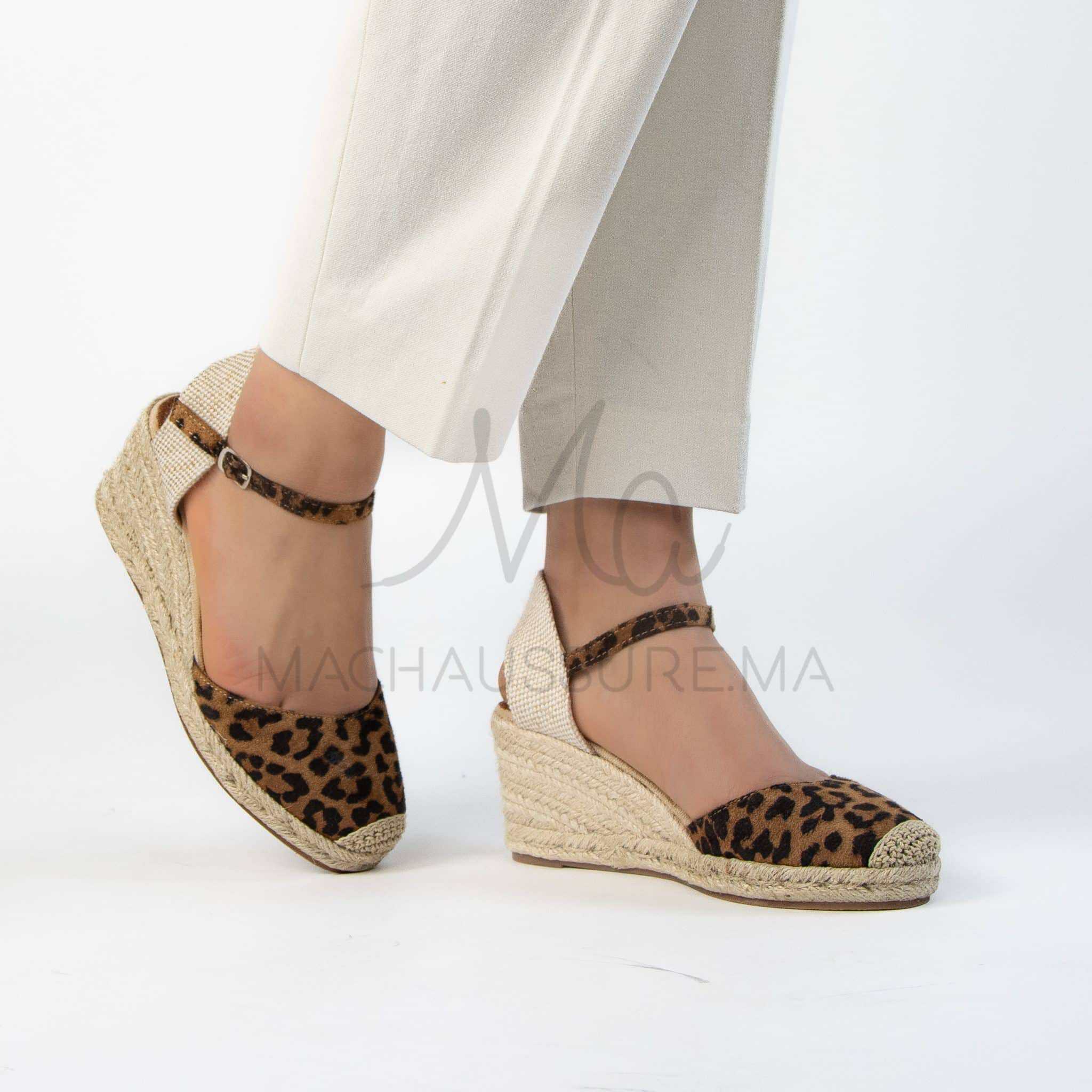 Bella Corda – Sandales compensées en Leopard.
