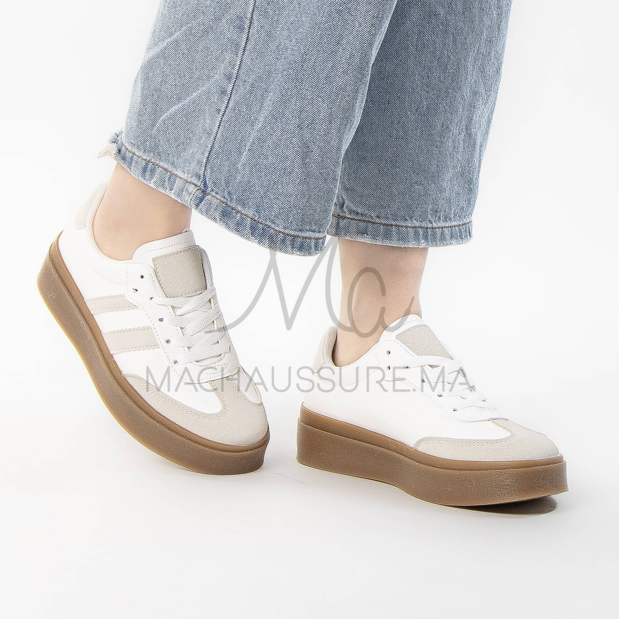 Solaro – Baskets à plateforme en Beige.