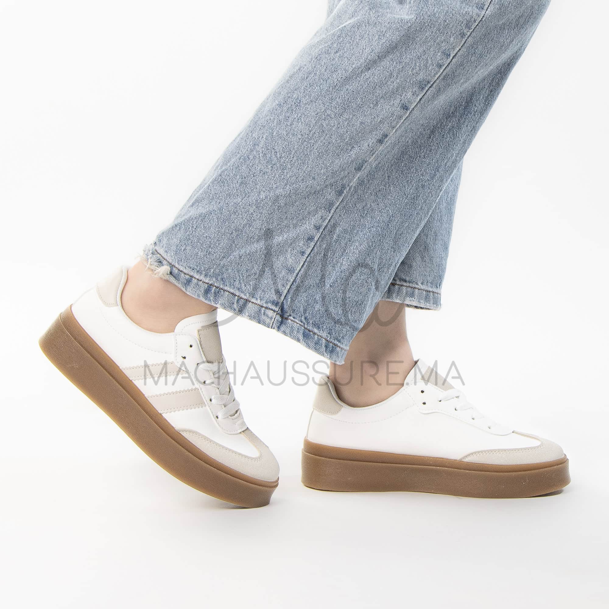 Solaro – Baskets à plateforme en Beige.