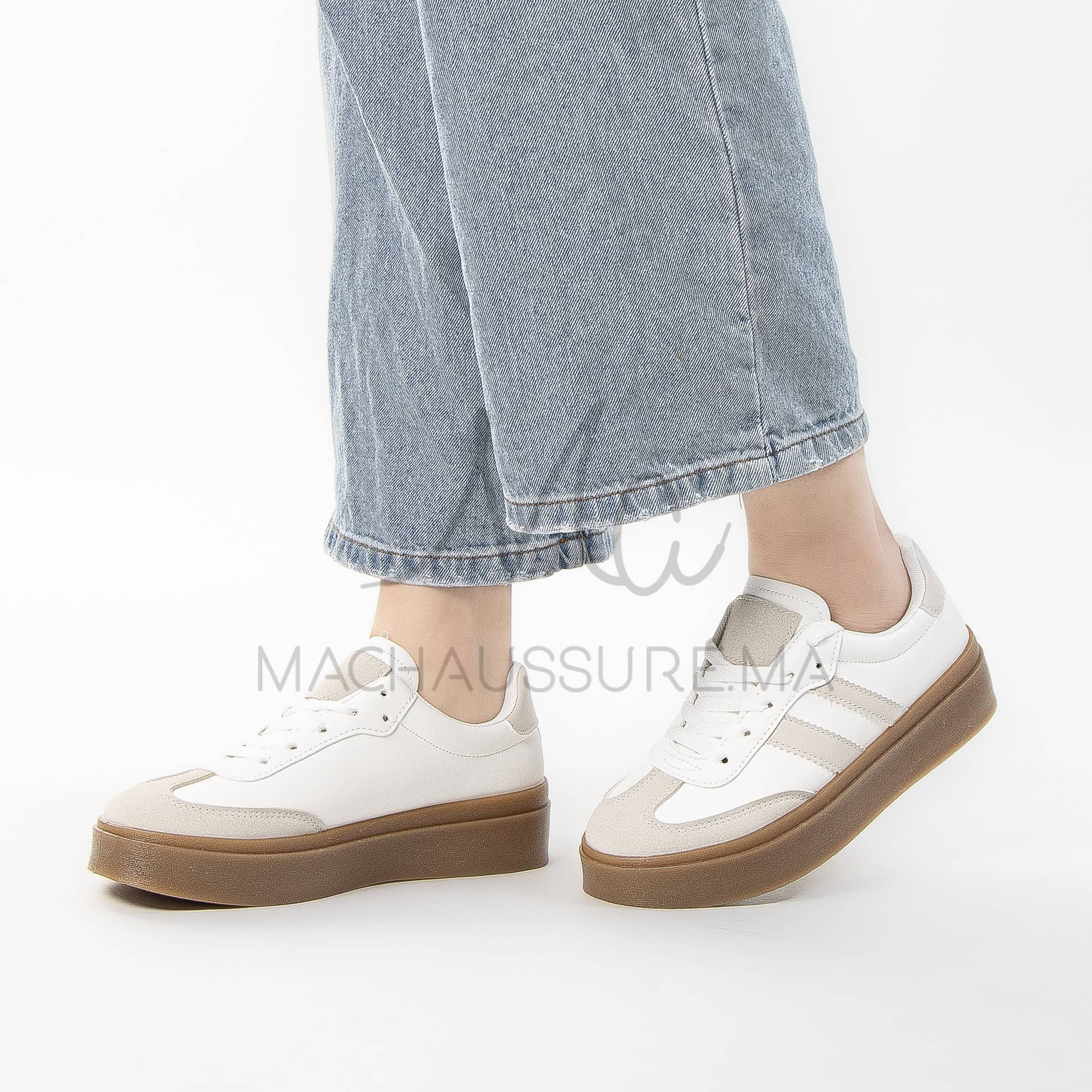 Solaro – Baskets à plateforme en Beige.