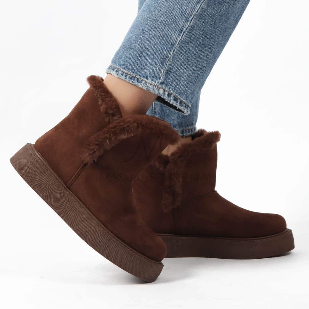 Imelil – Bottines col fourrure en Marron.