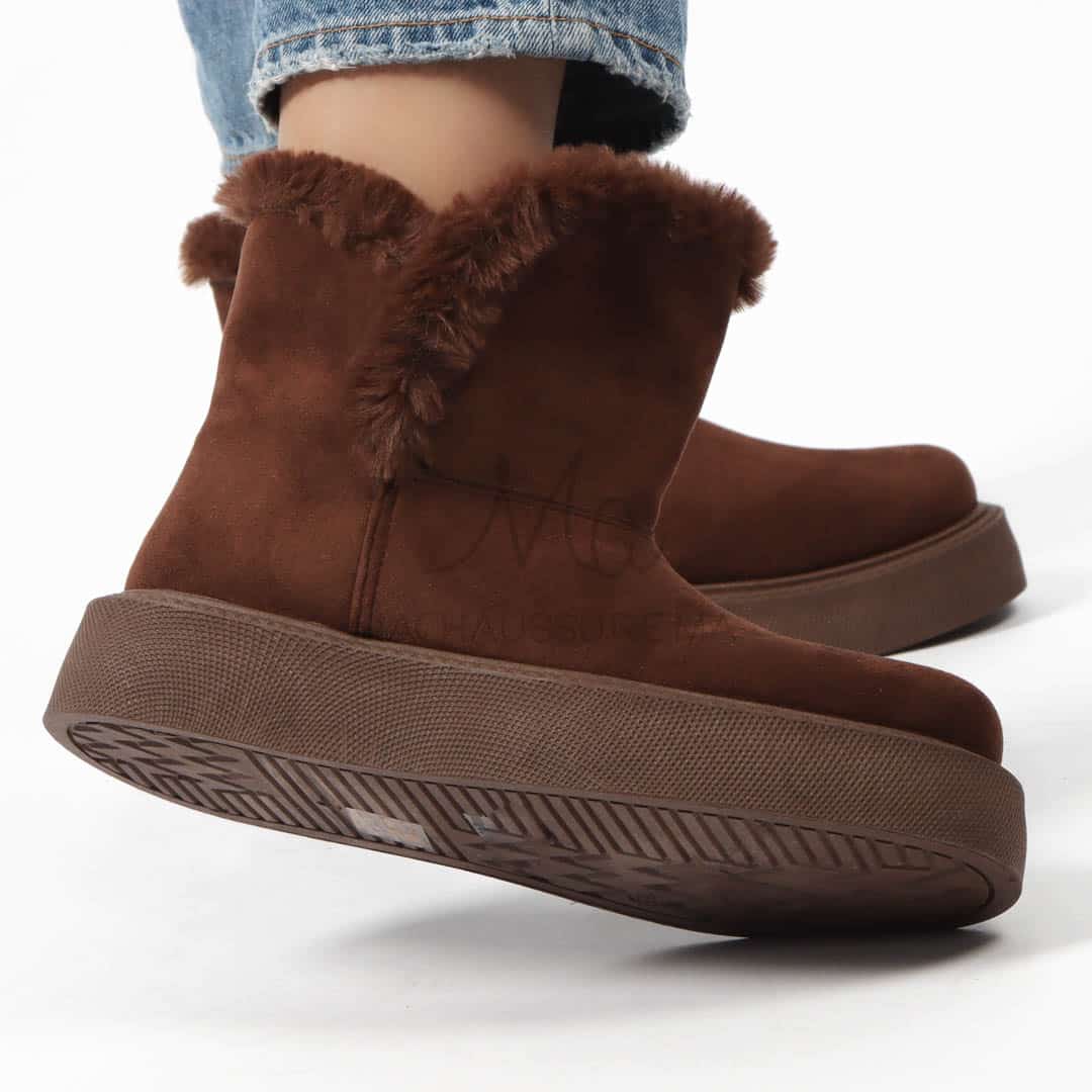Imelil – Bottines col fourrure en Marron.
