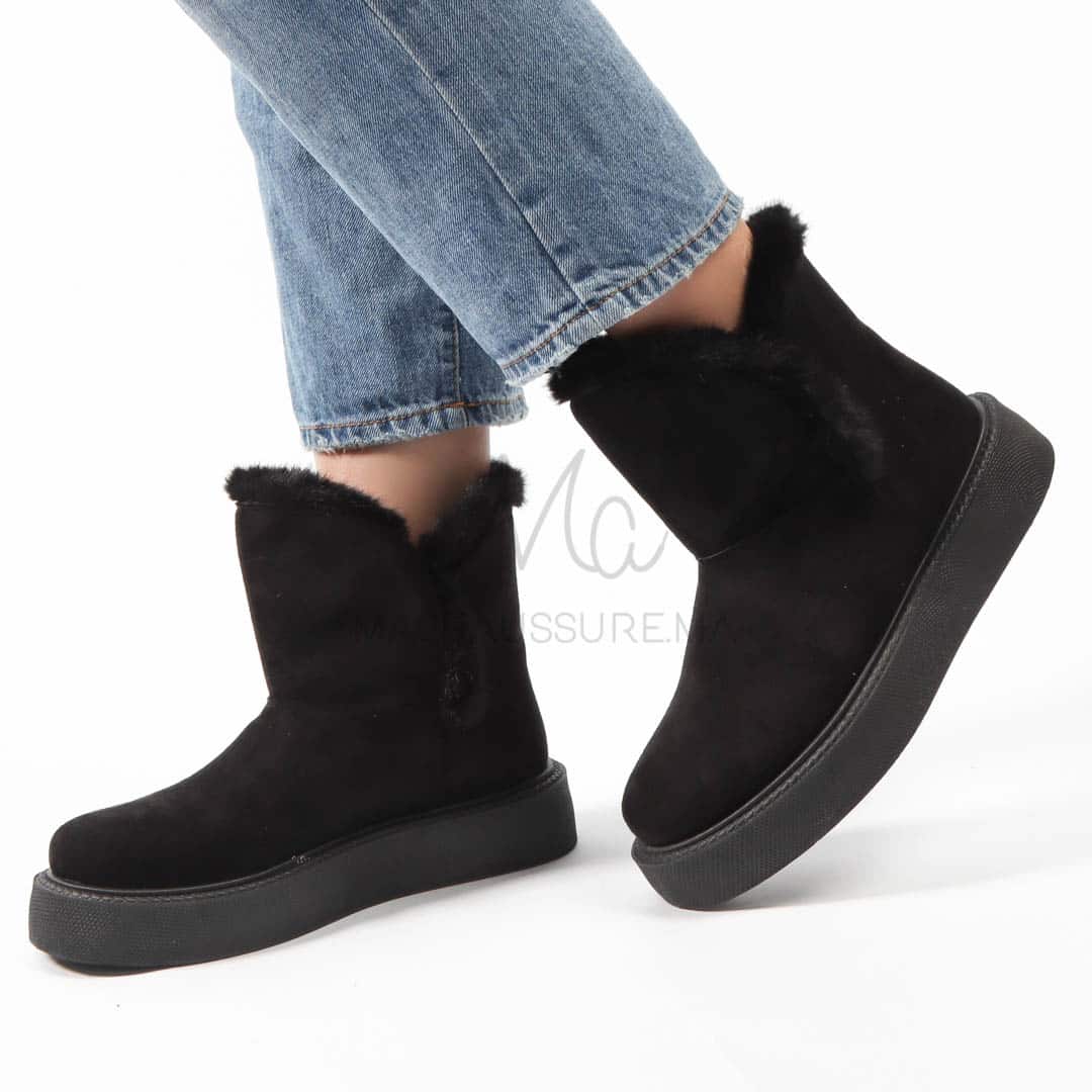 Imelil – Bottines col fourrure en Noir.
