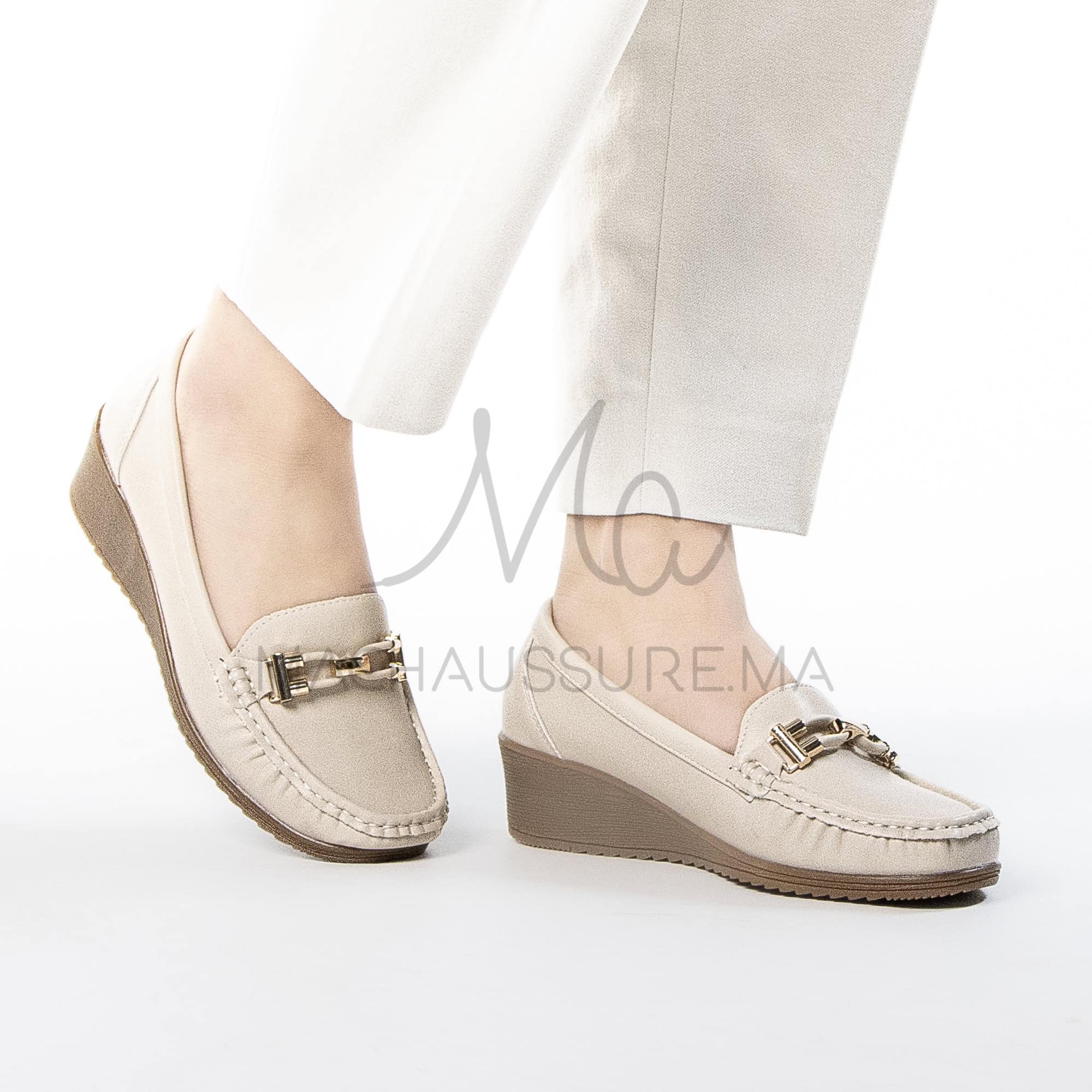 Sublimoc – Mocassins compensées en Beige.