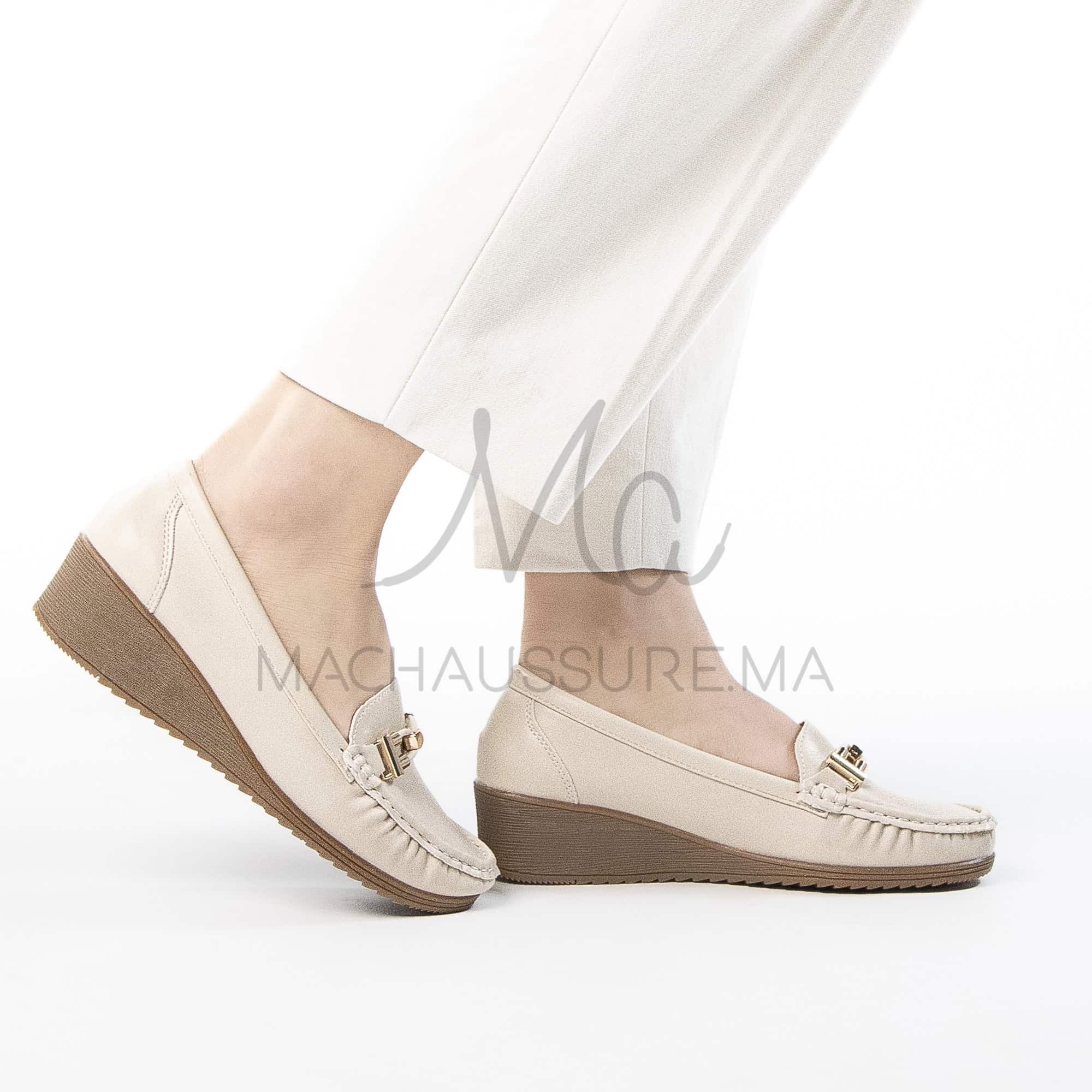 Sublimoc – Mocassins compensées en Beige.