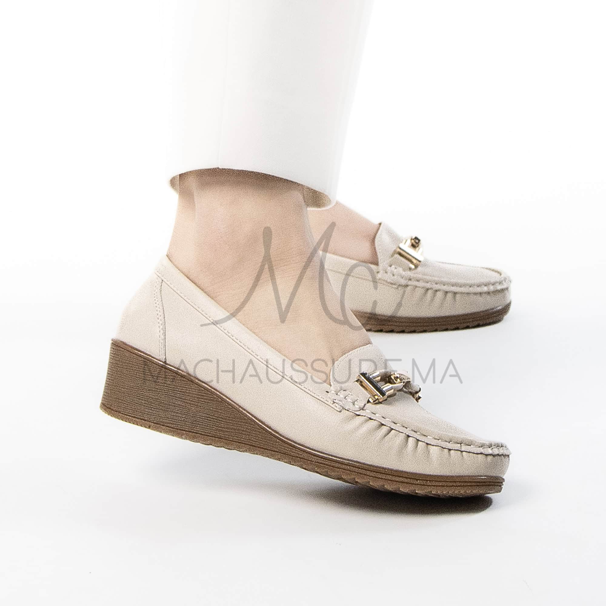 Sublimoc – Mocassins compensées en Beige.