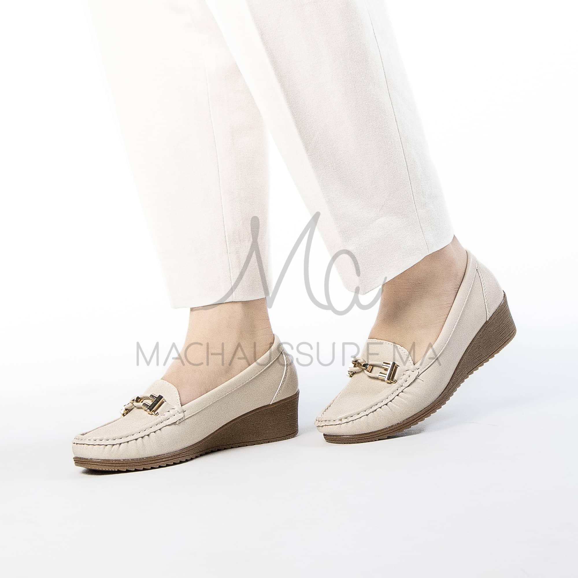 Sublimoc – Mocassins compensées en Beige.