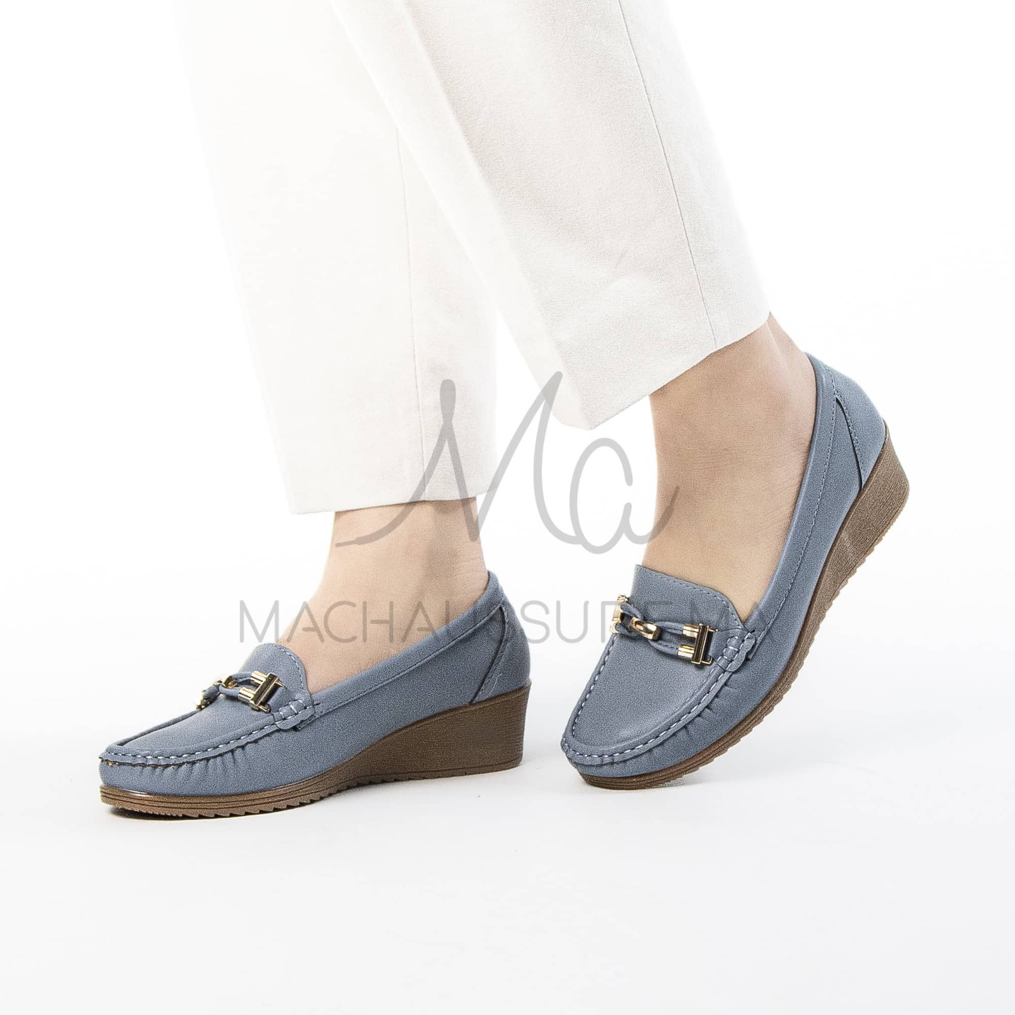 Sublimoc – Mocassins compensées en Bleuciel.