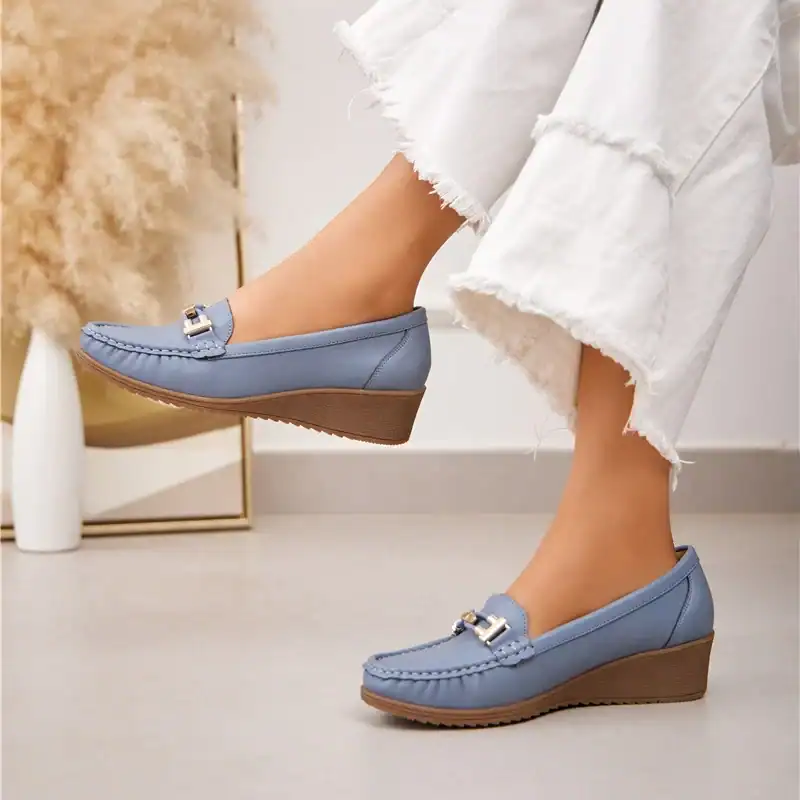 Sublimoc – Mocassins compensées en Bleuciel.