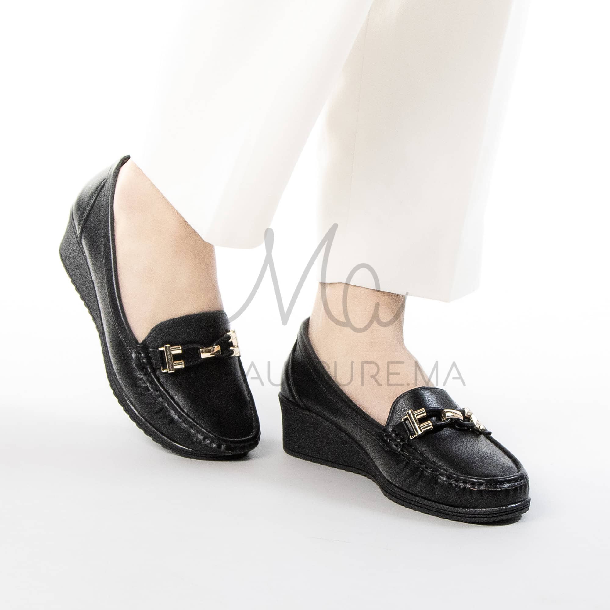 Sublimoc – Mocassins compensées en Noir.