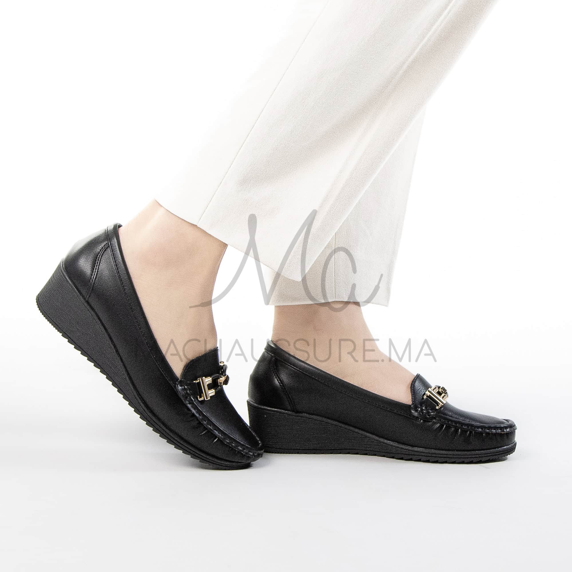 Sublimoc – Mocassins compensées en Noir.