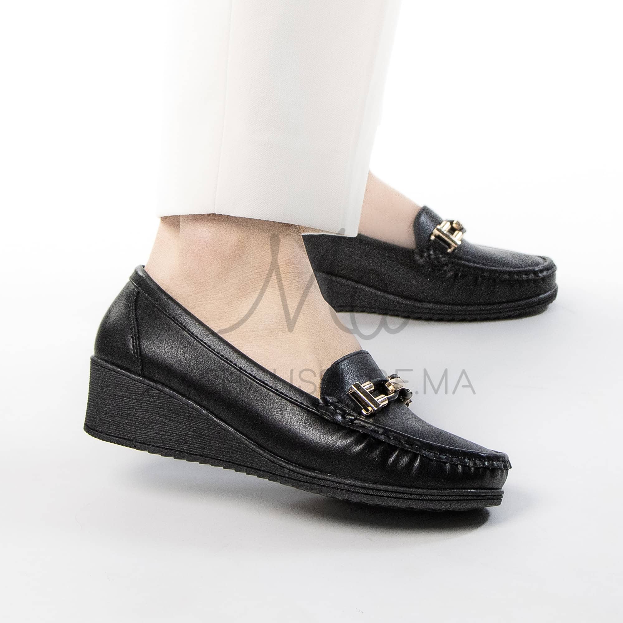 Sublimoc – Mocassins compensées en Noir.