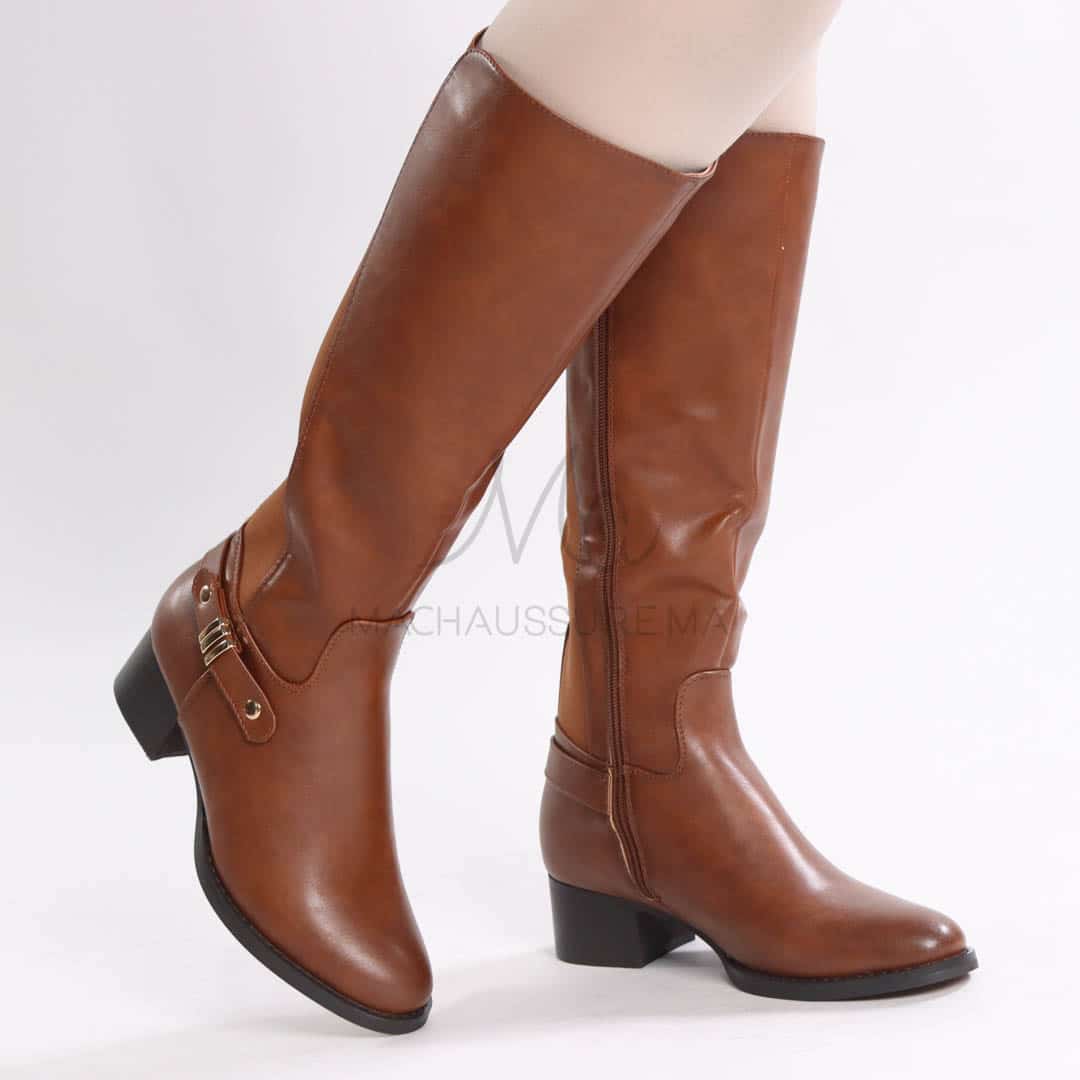 Emmy – Bottes à talon en Tabac.