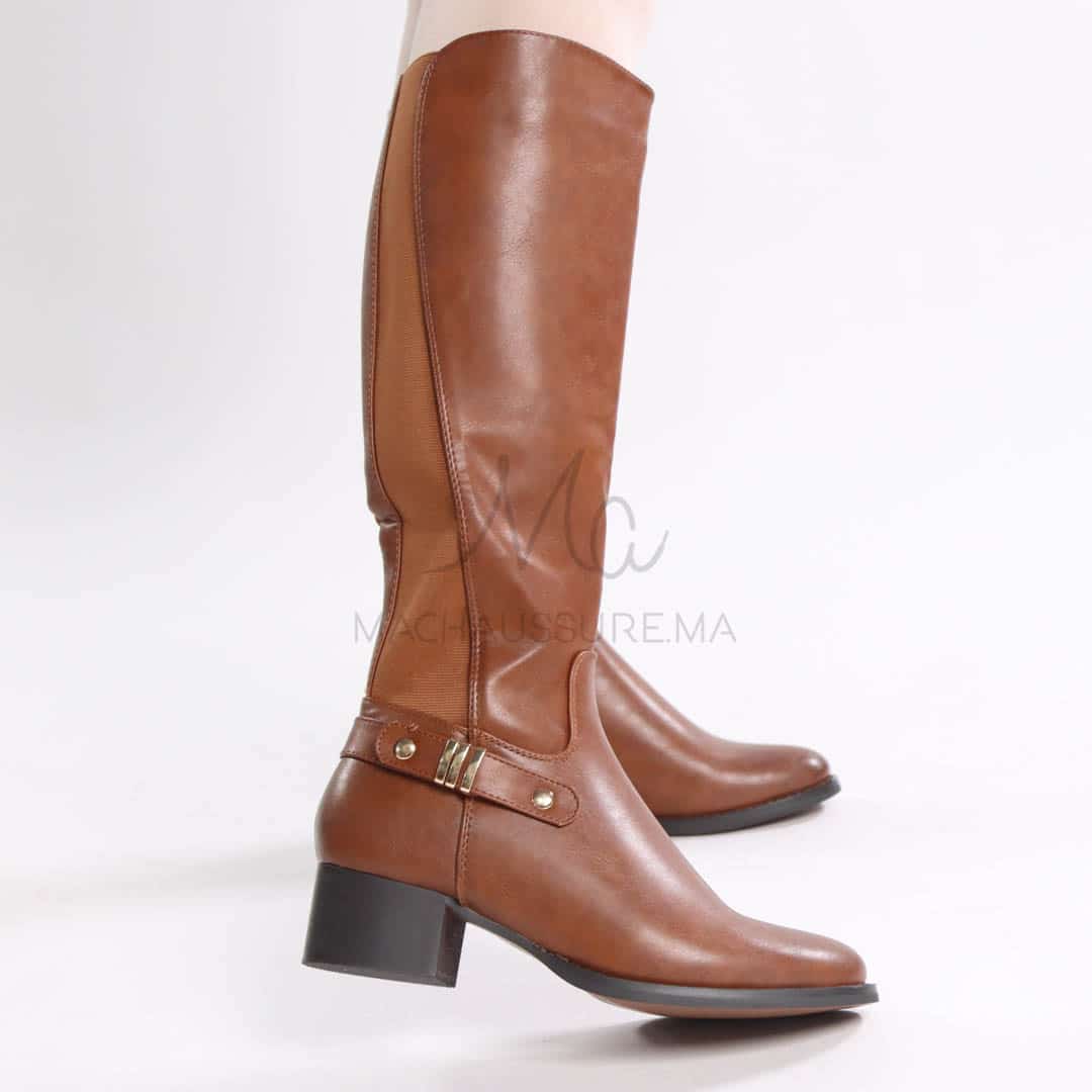 Emmy – Bottes à talon en Tabac.