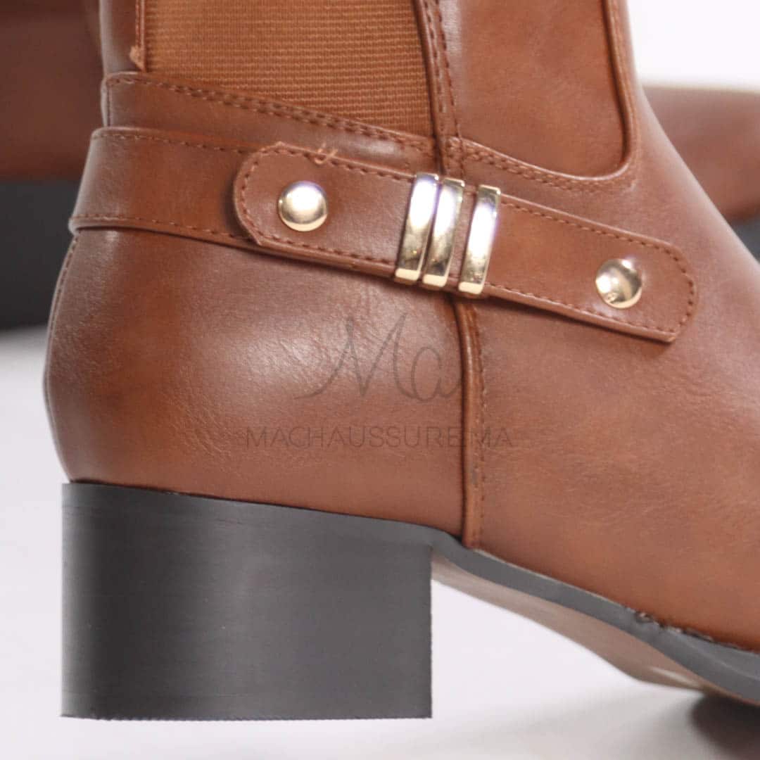 Emmy – Bottes à talon en Tabac.