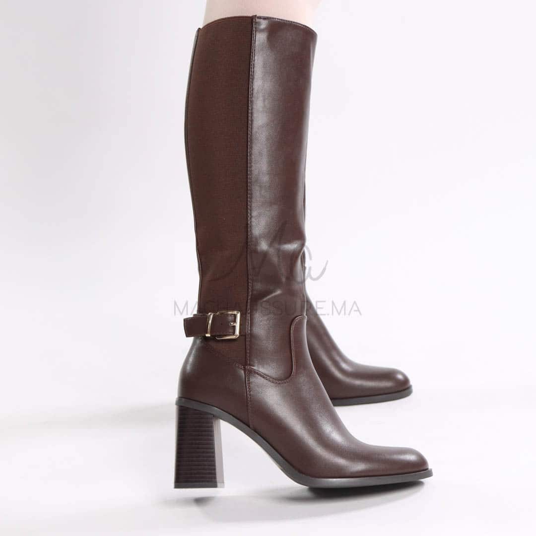 MAHA – Bottes à talon en Marron.