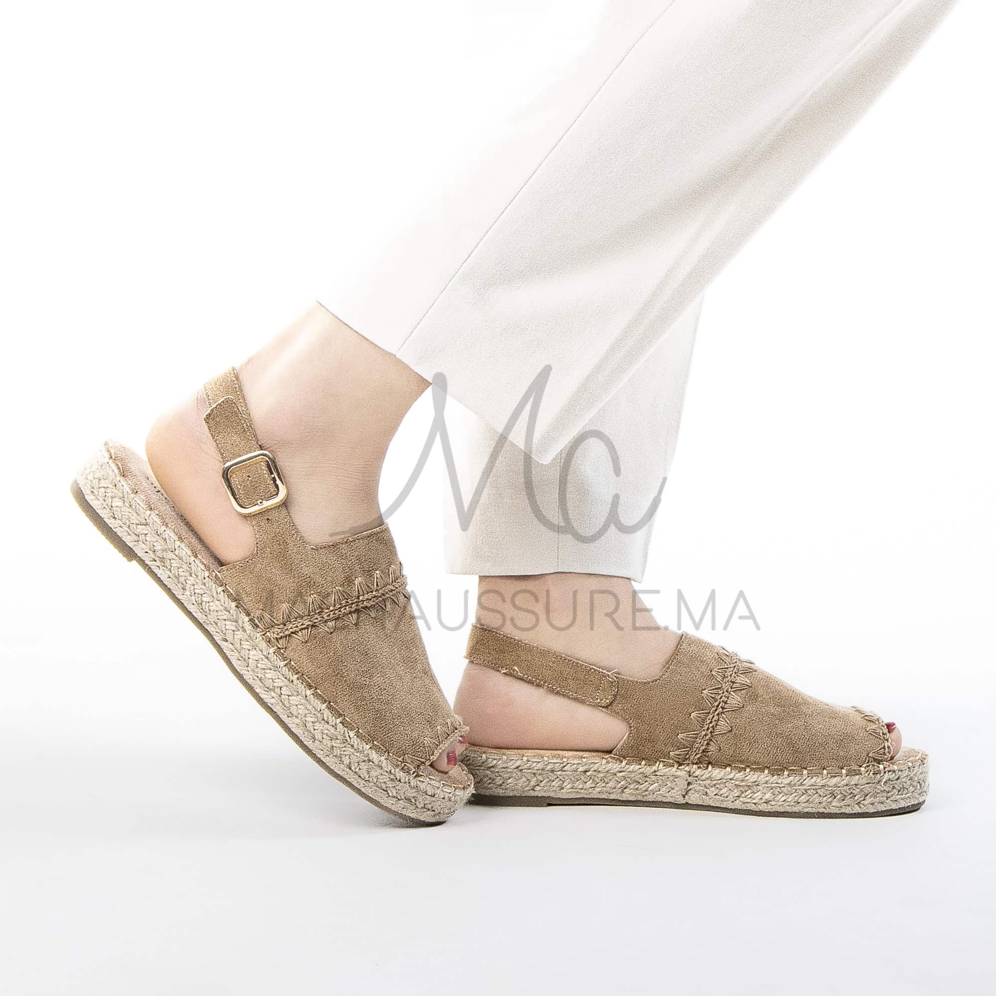 Senda – Espadrilles à bout ouvert en Kaki.