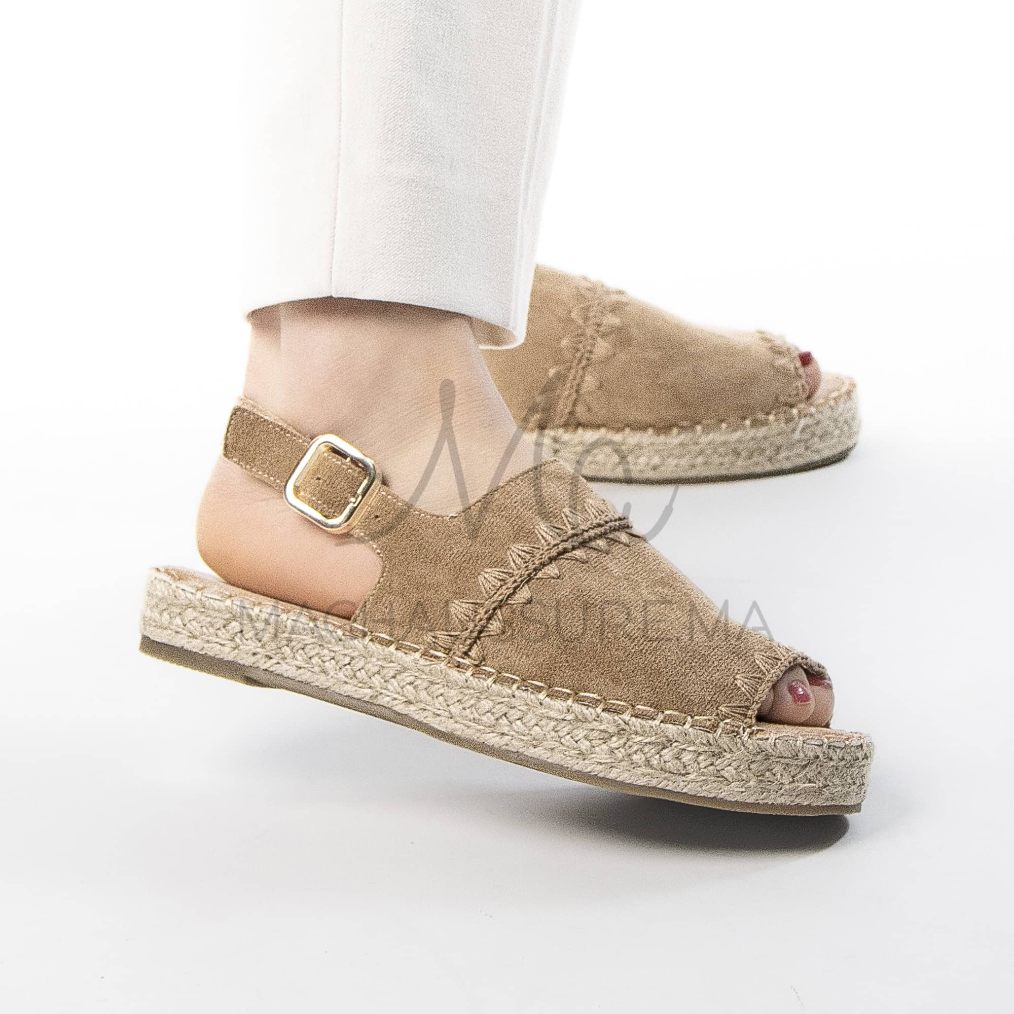 Senda – Espadrilles à bout ouvert en Kaki.