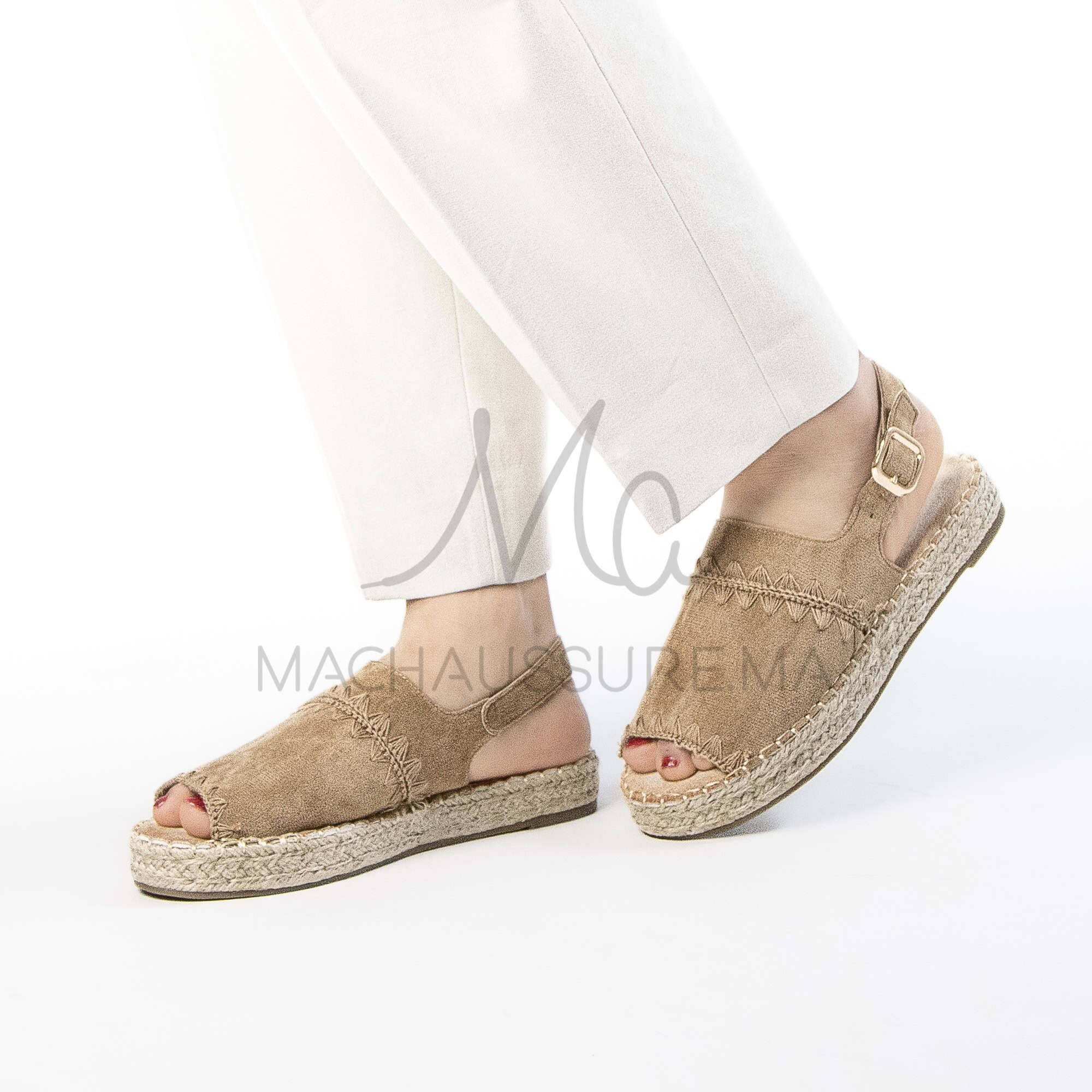 Senda – Espadrilles à bout ouvert en Kaki.