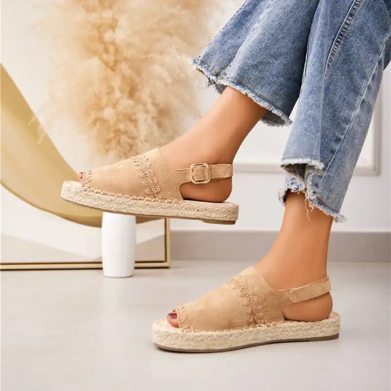 Senda – Espadrilles à bout ouvert en Kaki.