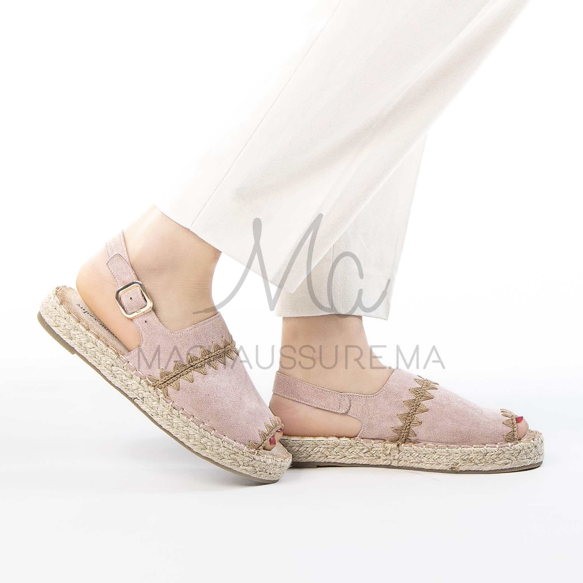Senda – Espadrilles à bout ouvert en Rose.