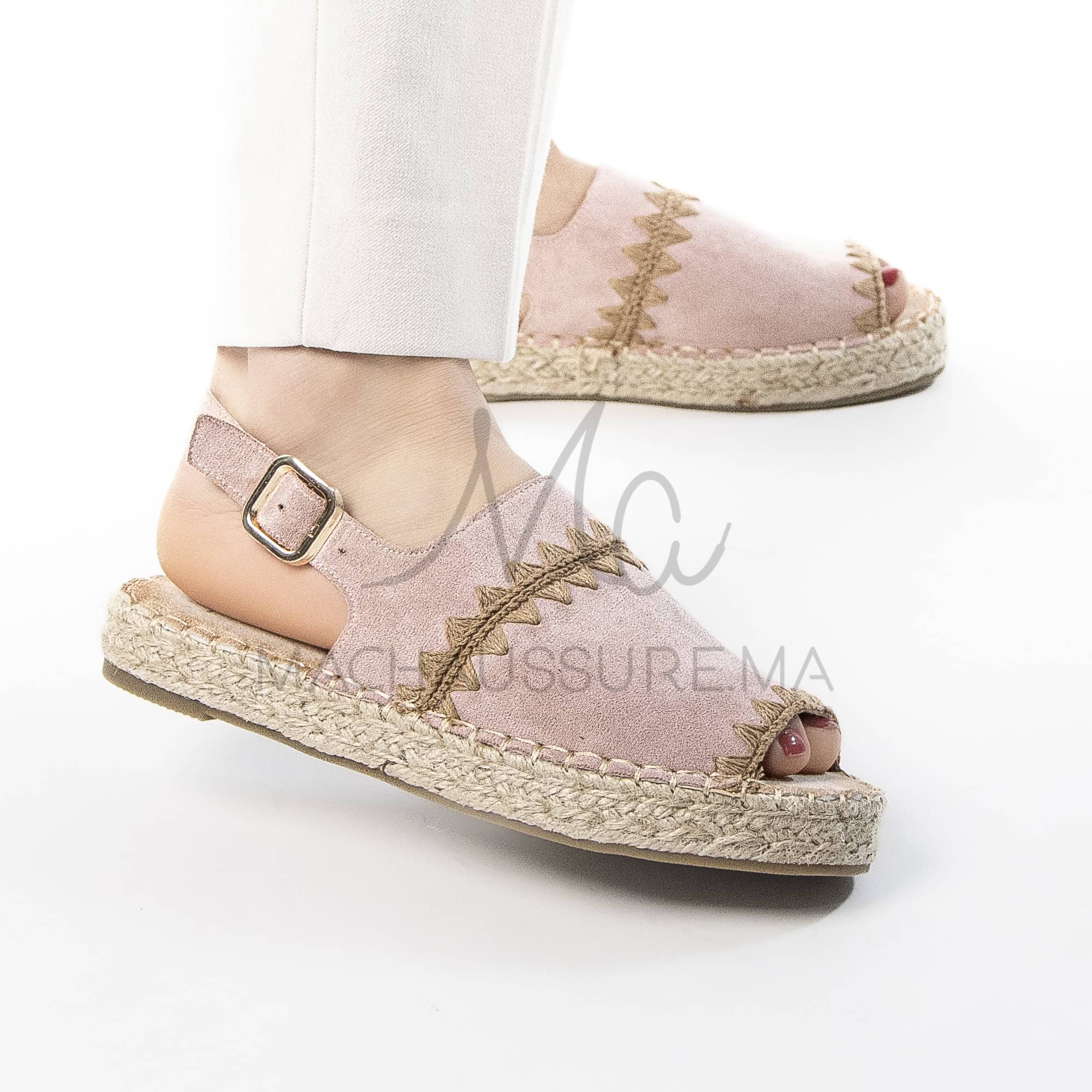 Senda – Espadrilles à bout ouvert en Rose.