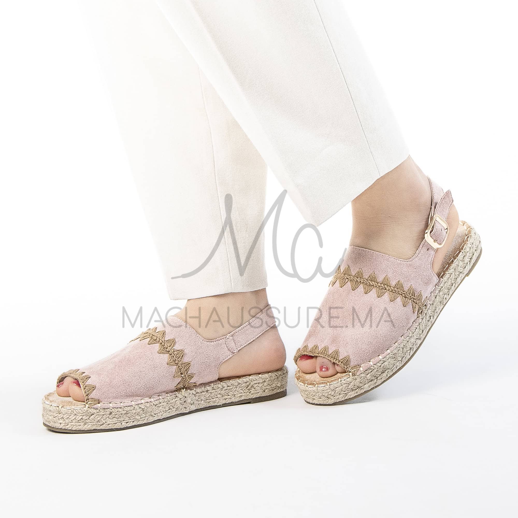 Senda – Espadrilles à bout ouvert en Rose.