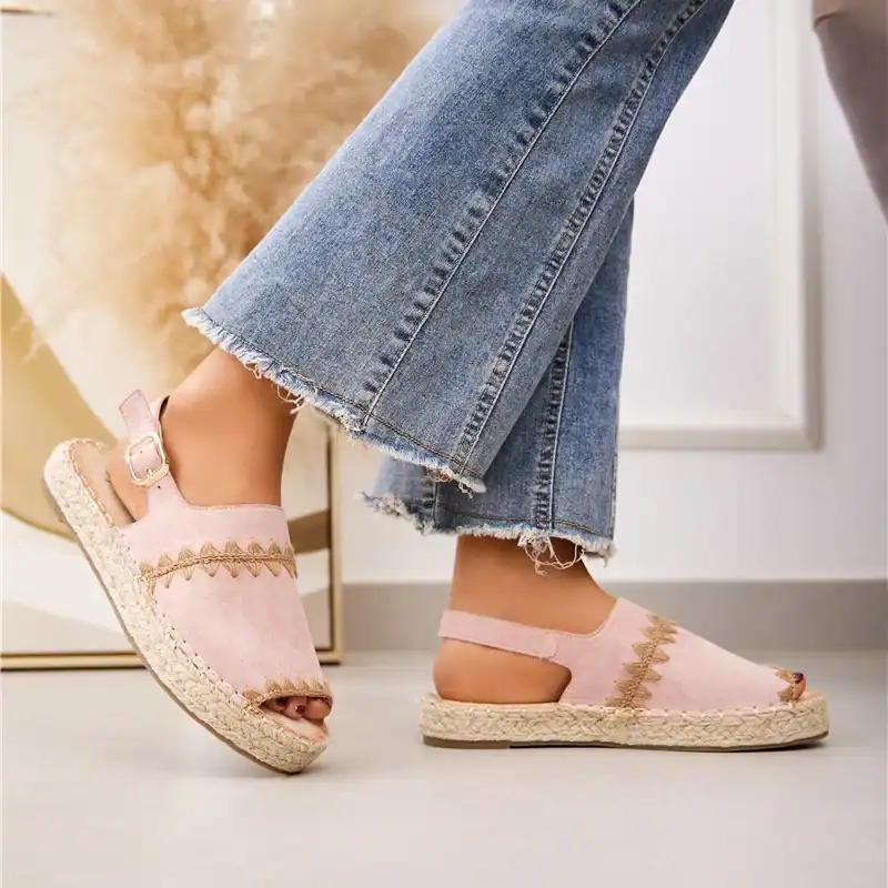 Senda – Espadrilles à bout ouvert en Rose.