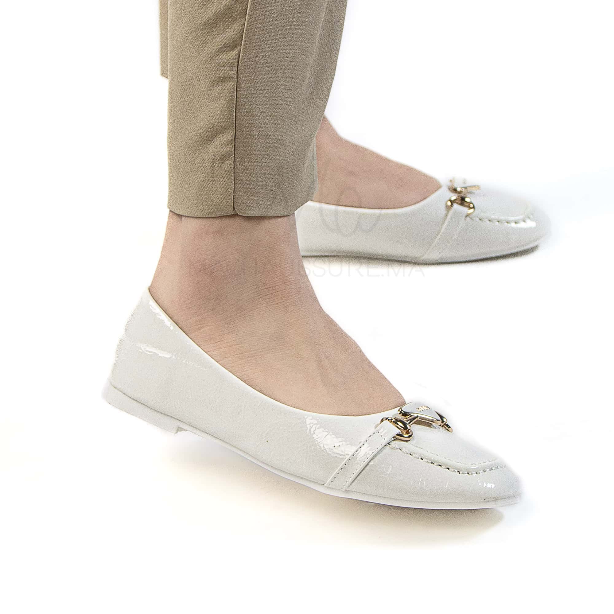 Fluorine - Mocassins femmes en Blanc.