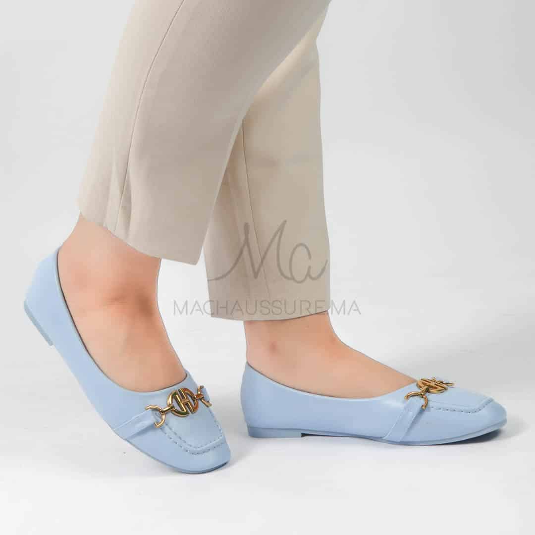 Jaspe - Mocassins femmes en Bleu ciel.