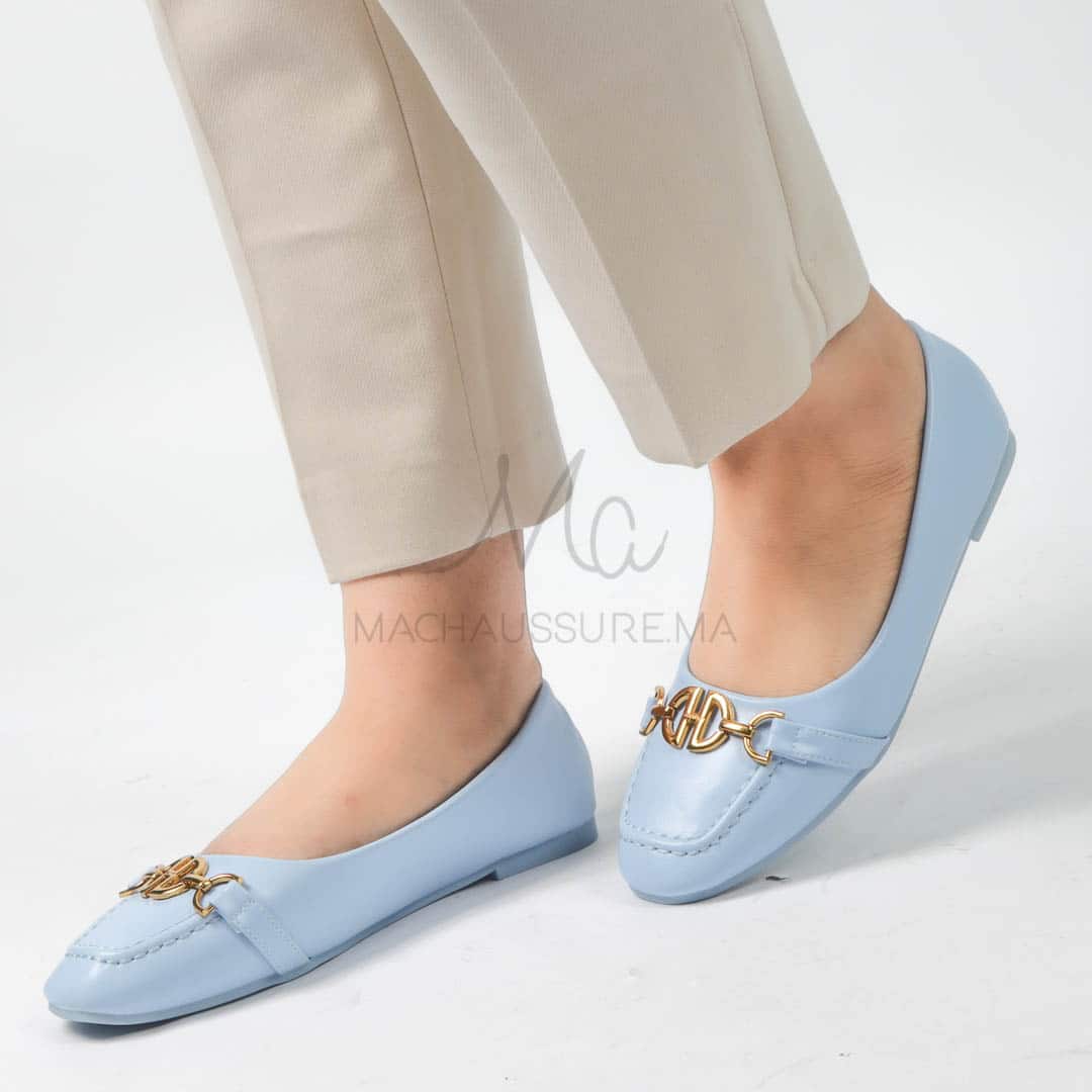 Jaspe - Mocassins femmes en Bleu ciel.