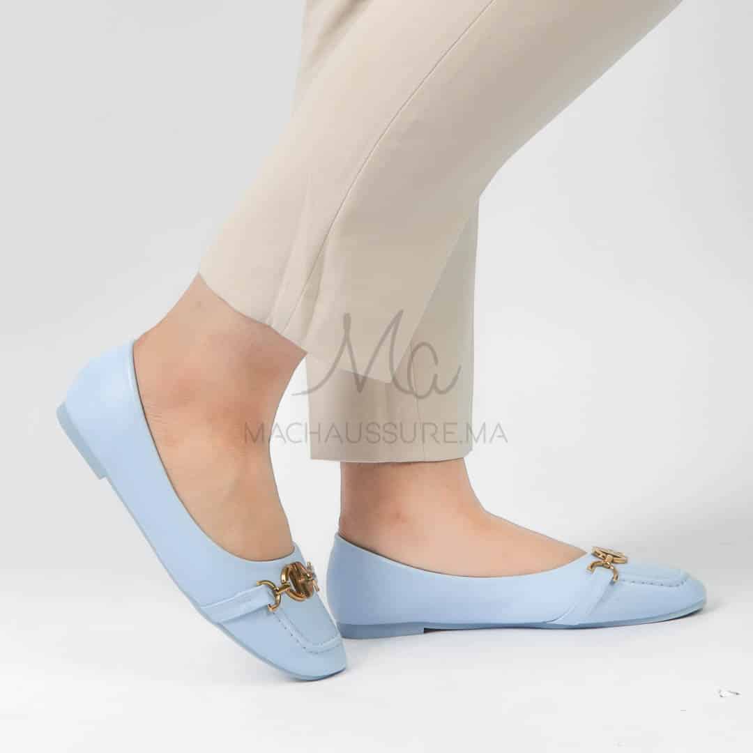 Jaspe - Mocassins femmes en Bleu ciel.