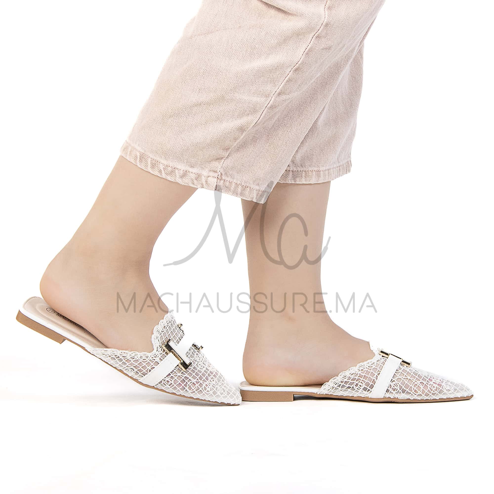 Janessa – Mules femmes en Blanc.