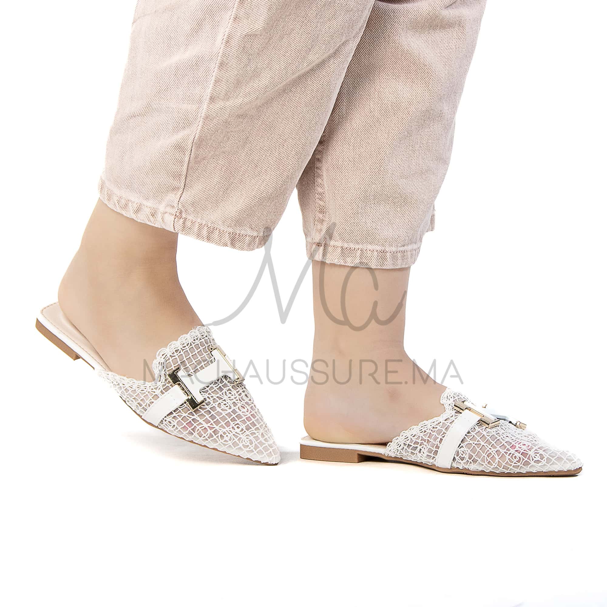 Janessa – Mules femmes en Blanc.