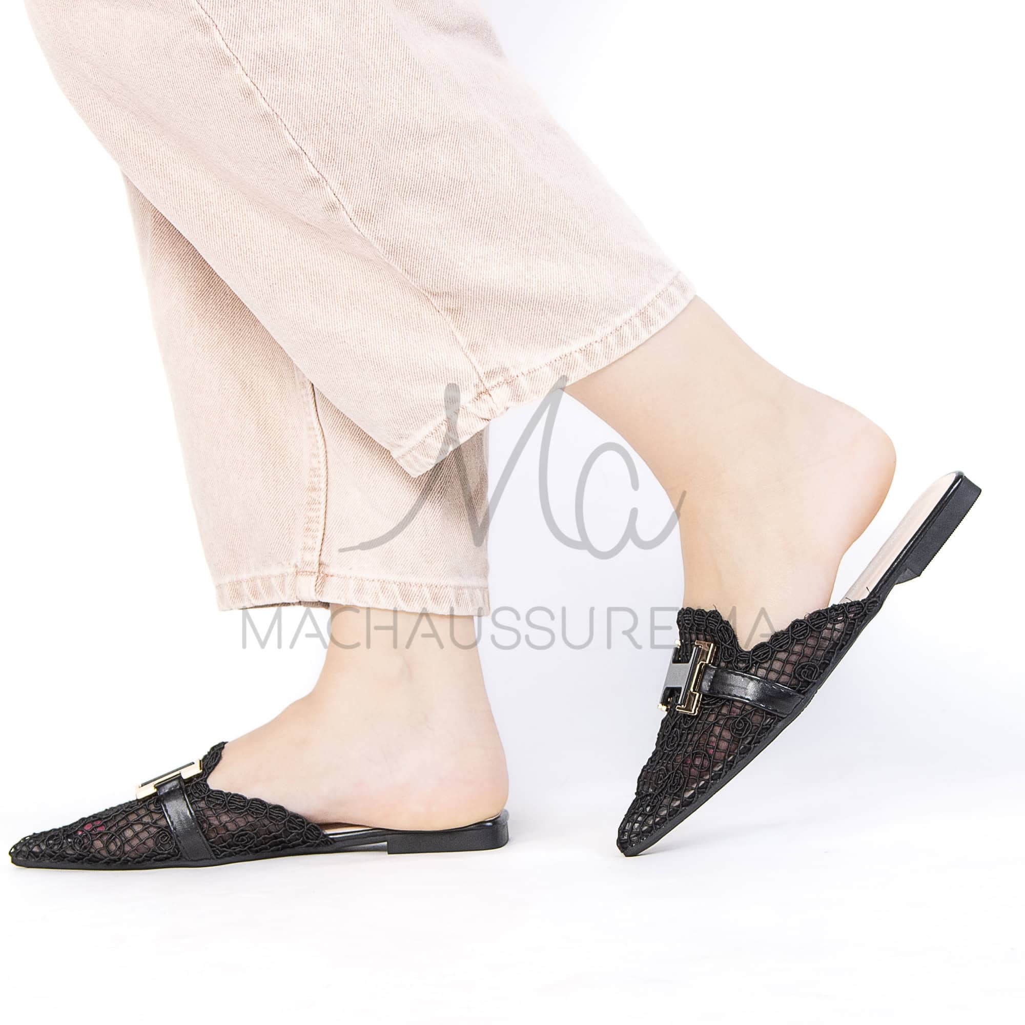 Janessa – Mules femmes en Noir.